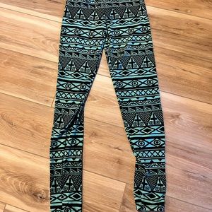 Teal/black leggings one size